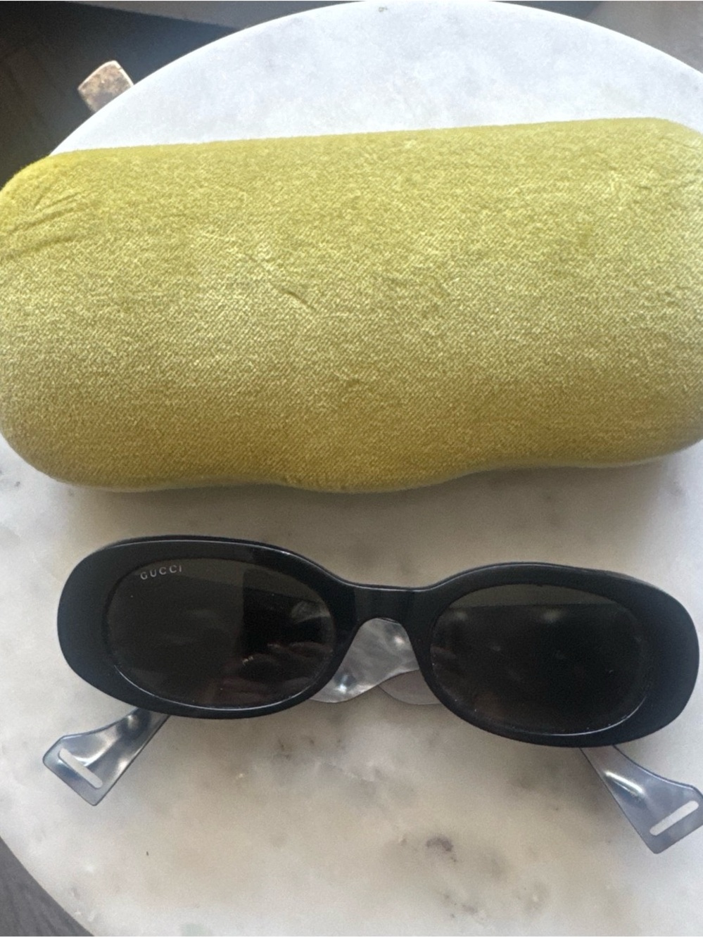 Gucci Black Oval Women's Sunglasses with Case